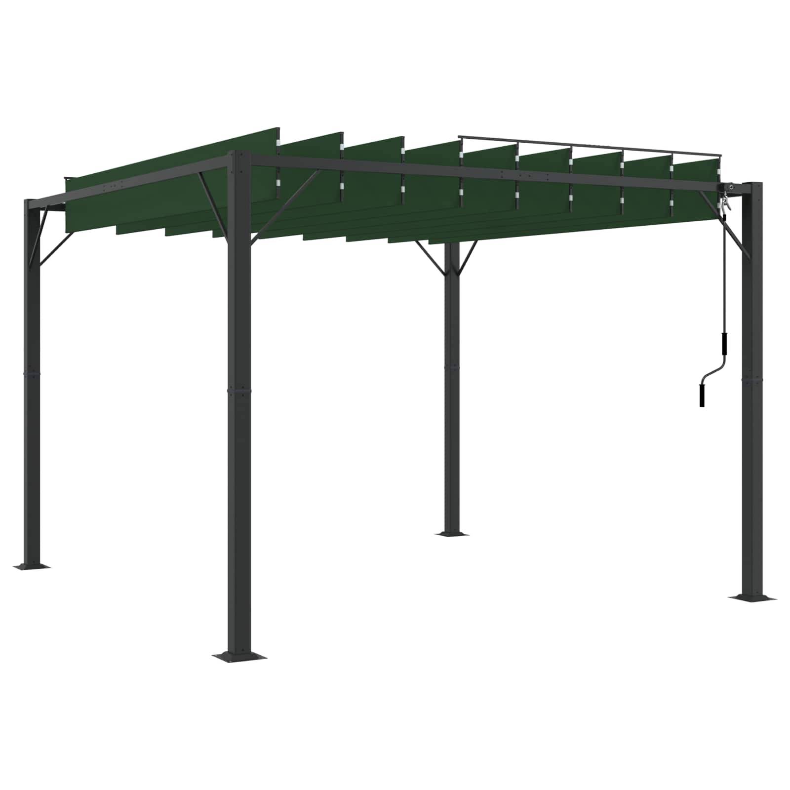 Pergola Bioclimatique Aluminium Tissu Patio Jardin Toit Lames Orientables 3x3m Vert - ComfortXL Outdoor Living - Image 3