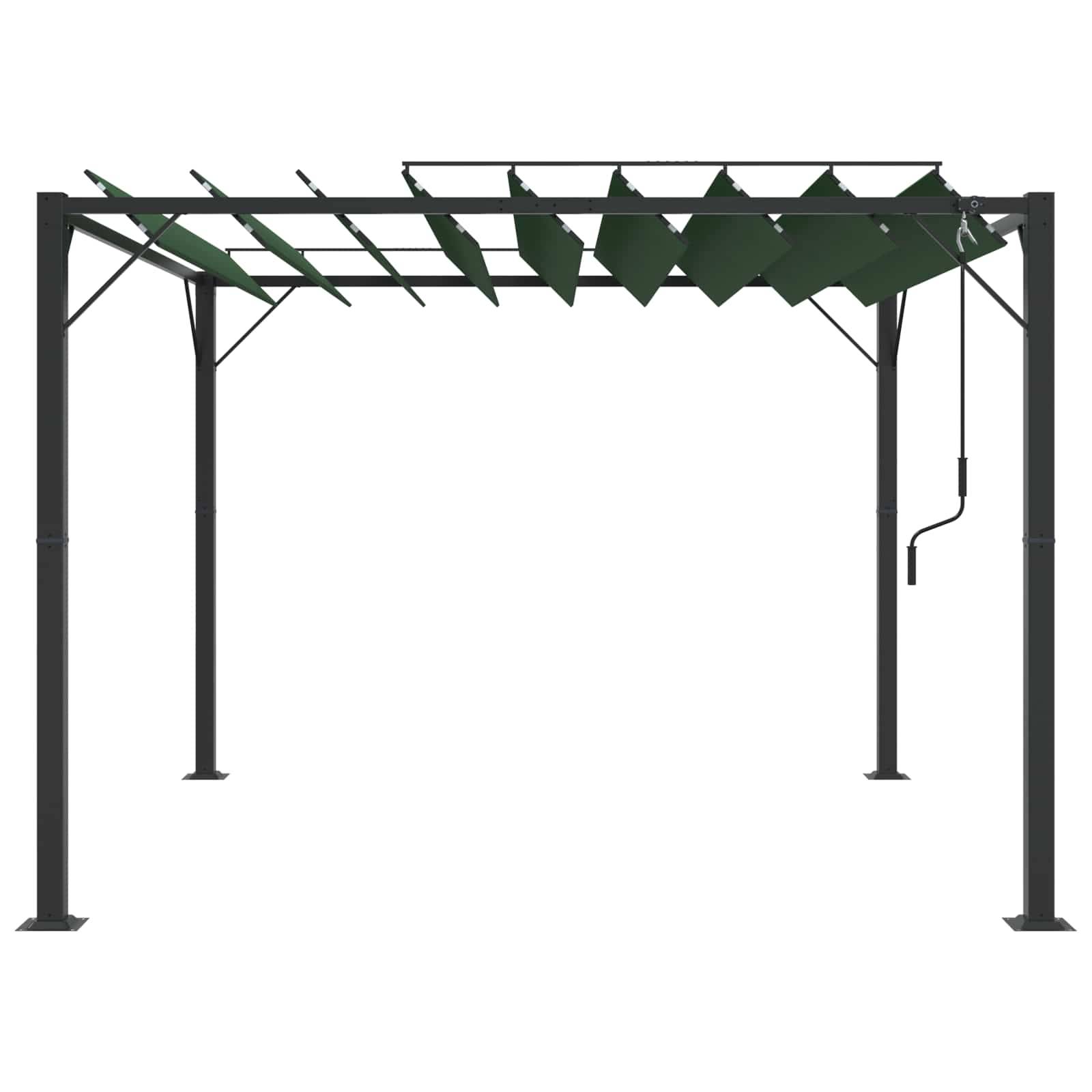 Pergola Bioclimatique Aluminium Tissu Patio Jardin Toit Lames Orientables 3x3m Vert - ComfortXL Outdoor Living - Image 4