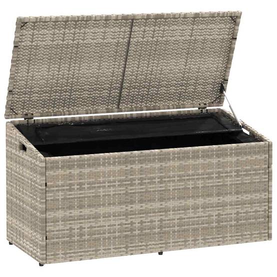 Boîte de Rangement Jardin Résine Tressée Imperméable Stockage Coussins Outils Gris Clair 110x50x58 cm – ComfortXL Outdoor Living - Image 3