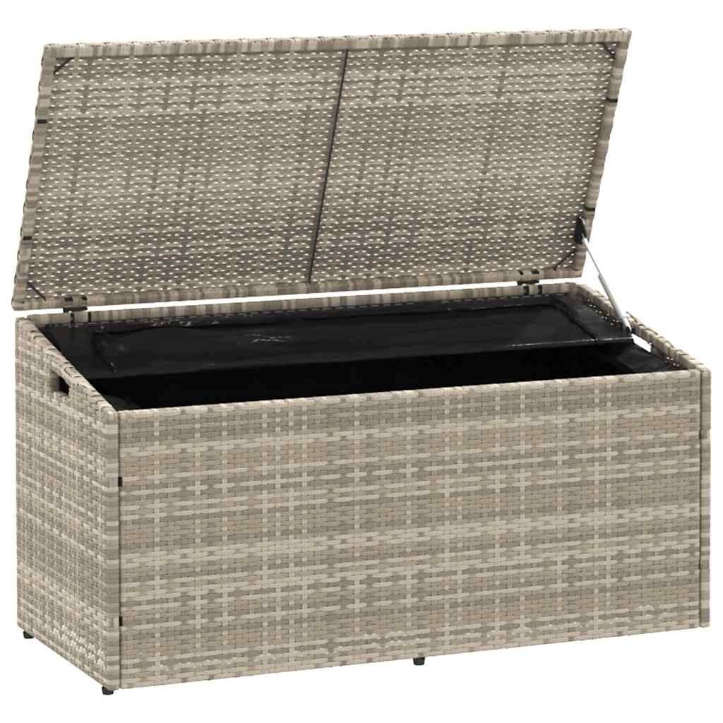 Boîte de Rangement Jardin Résine Tressée Imperméable Stockage Coussins Outils Gris Clair 110x50x58 cm – ComfortXL Outdoor Living - Image 3