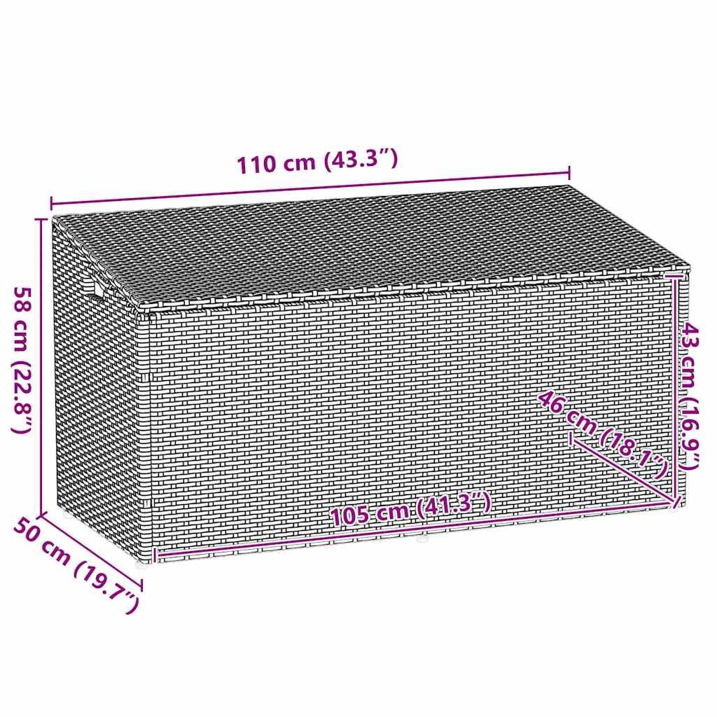 Boîte de Rangement Jardin Résine Tressée Imperméable Stockage Coussins Outils Gris Clair 110x50x58 cm – ComfortXL Outdoor Living - Image 10