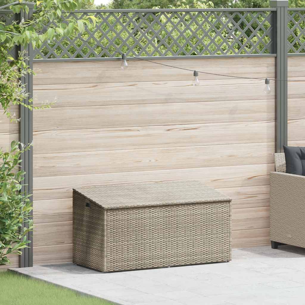 Boîte de Rangement Jardin Résine Tressée Imperméable Stockage Coussins Outils Gris Clair 110x50x58 cm – ComfortXL Outdoor Living - Image 2