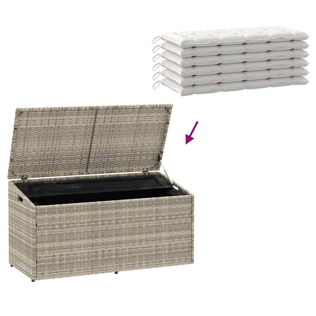 Boîte de Rangement Jardin Résine Tressée Imperméable Stockage Coussins Outils Gris Clair 110x50x58 cm – ComfortXL Outdoor Living - Image 7