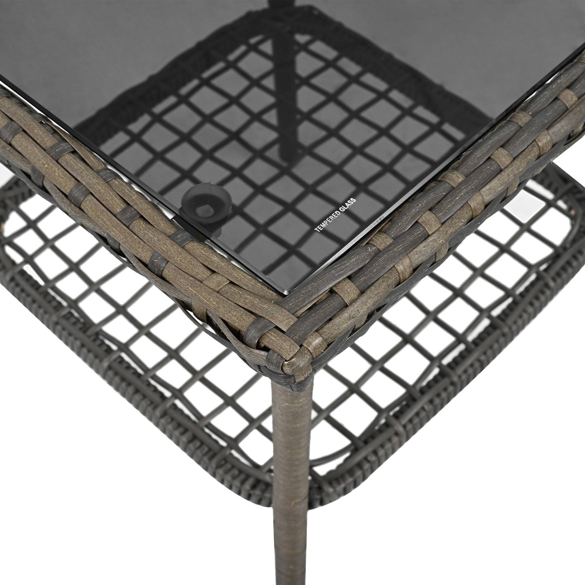 Salon de Jardin avec 2 Chaises à Bascule et 1 Table pour balcon Tissu Gris - Image 6