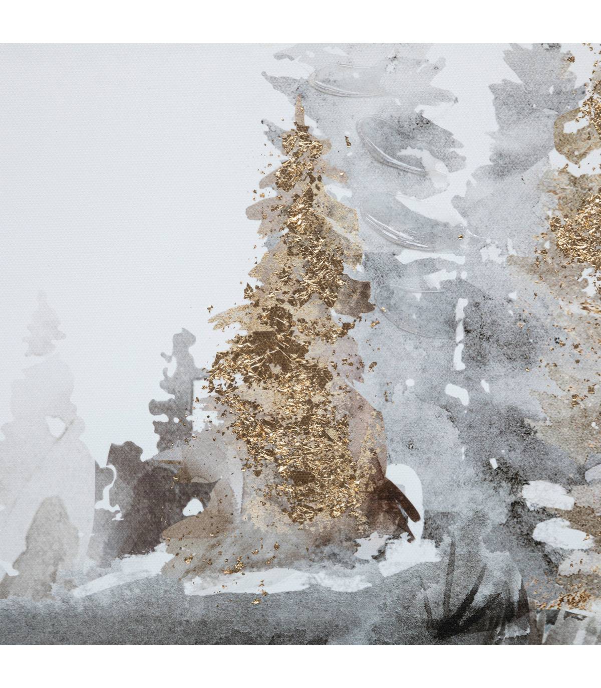 Tableau Toile murale peinte et encadrée Paysage hivernal 78 x 78 cm - Imagen 3
