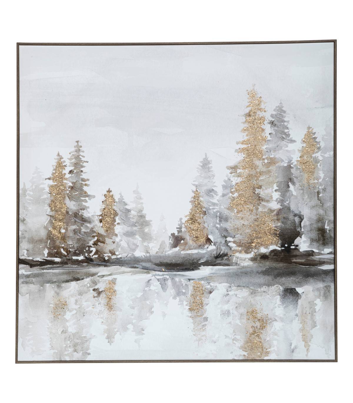 Tableau Toile murale peinte et encadrée Paysage hivernal 78 x 78 cm - Imagen 1