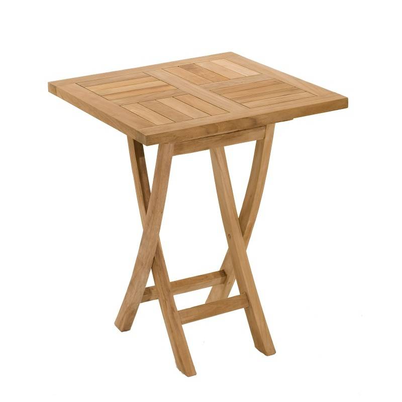 FUN - Table de jardin 2 personnes, carrée pliante 60x60cm en bois Teck - Image 1