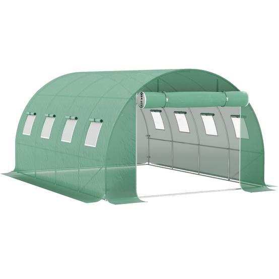 Bâche de rechange pour serre tunnel 12m² PE 140g/m² anti-UV 4x3m Vert - ComfortXL Outdoor Living - Image 1