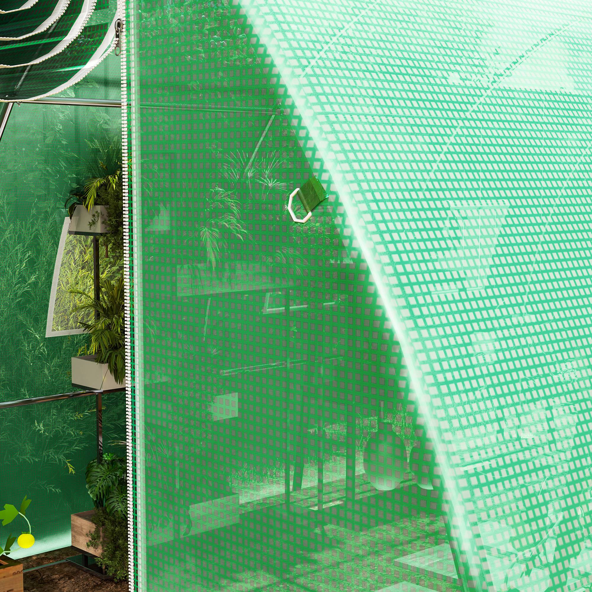Bâche de rechange pour serre tunnel 12m² PE 140g/m² anti-UV 4x3m Vert - ComfortXL Outdoor Living - Image 9