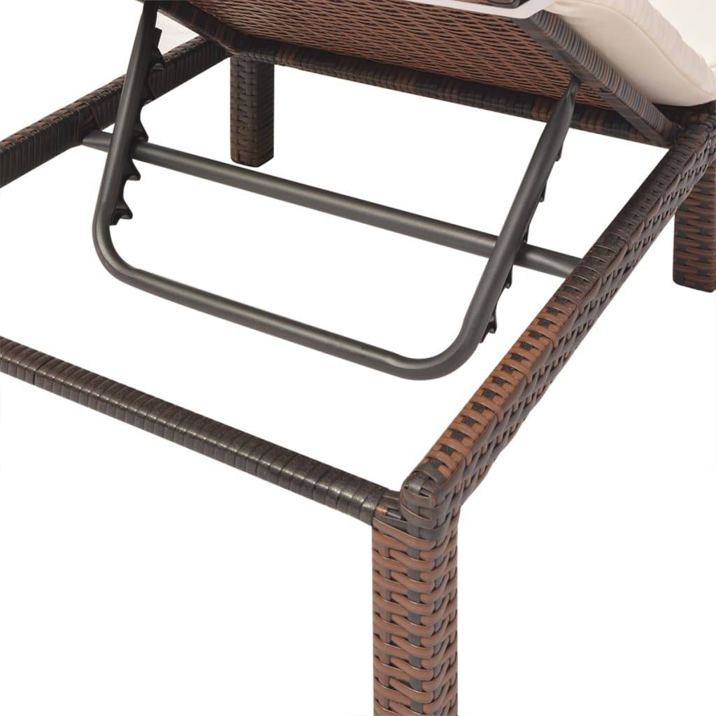 Maison Chic - Bain de soleil - transat avec coussin Résine tressée Marron - Meuble Pro - Imagen 8