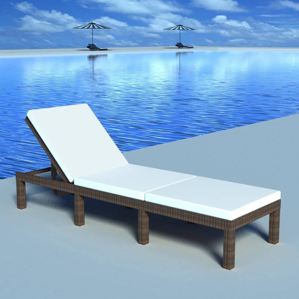 Maison Chic - Bain de soleil - transat avec coussin Résine tressée Marron - Meuble Pro - Imagen 2