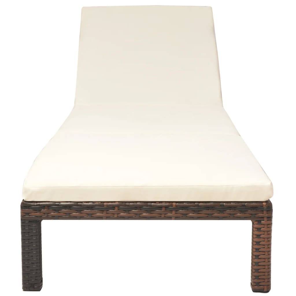 Maison Chic - Bain de soleil - transat avec coussin Résine tressée Marron - Meuble Pro - Imagen 3