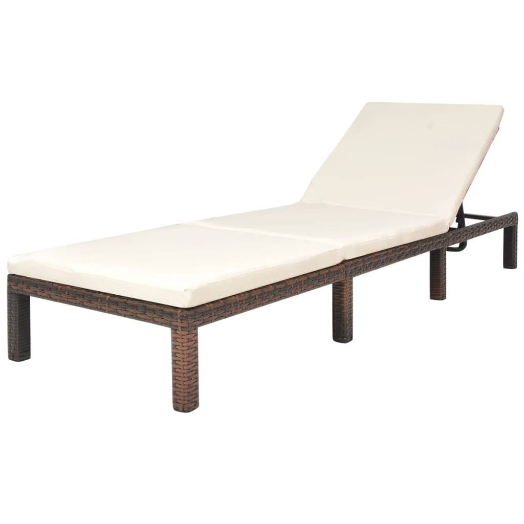 Maison Chic - Bain de soleil - transat avec coussin Résine tressée Marron - Meuble Pro - Imagen 1