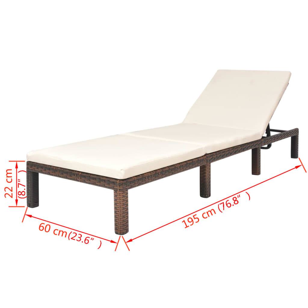 Maison Chic - Bain de soleil - transat avec coussin Résine tressée Marron - Meuble Pro - Imagen 9