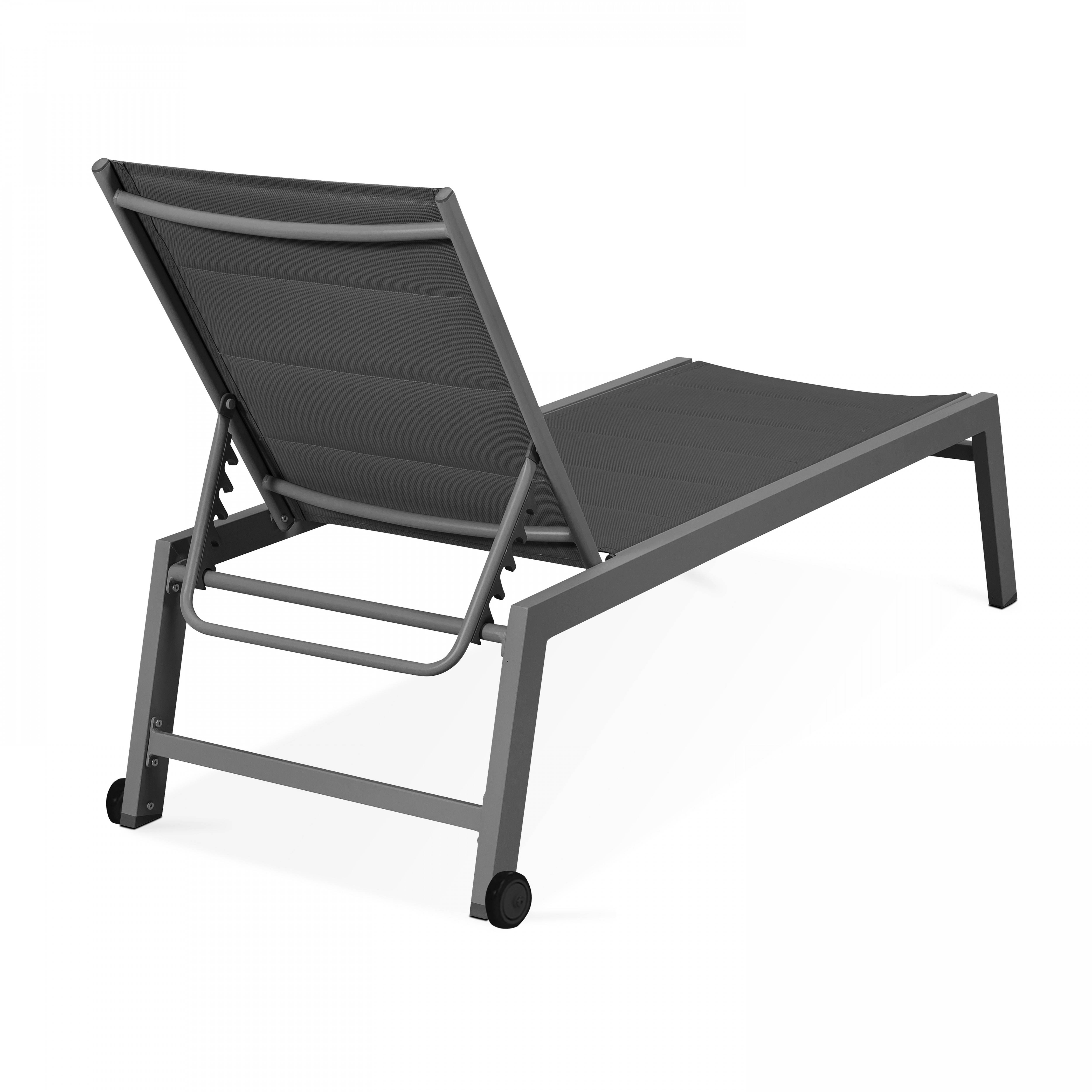 Oviala - Lot de 2 bains de soleil en aluminium et textilène gris Nouméa - Oviala - Imagen 5