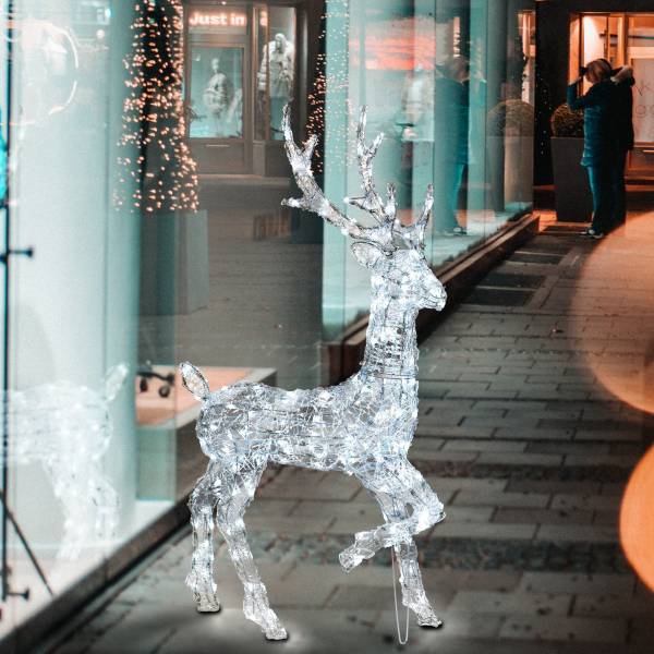 Lotti - Renne lumineux 3D à piles H105cm 180 LED blanc froid 8 jeux lumière IP44 Timer SMART Connect 31V Lotti - Imagen 2
