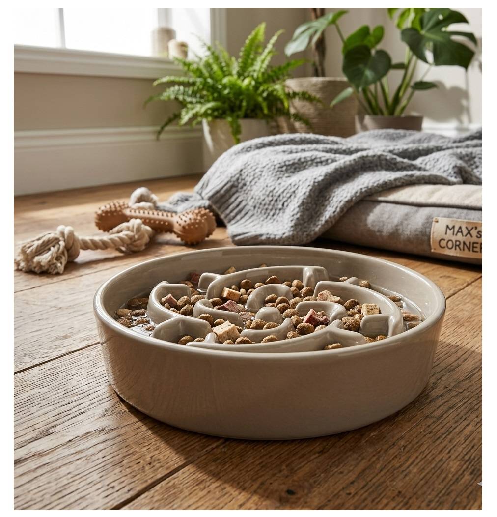 Eden - Gamelle ronde anti glouton pour chien Sena taupe - Image 2