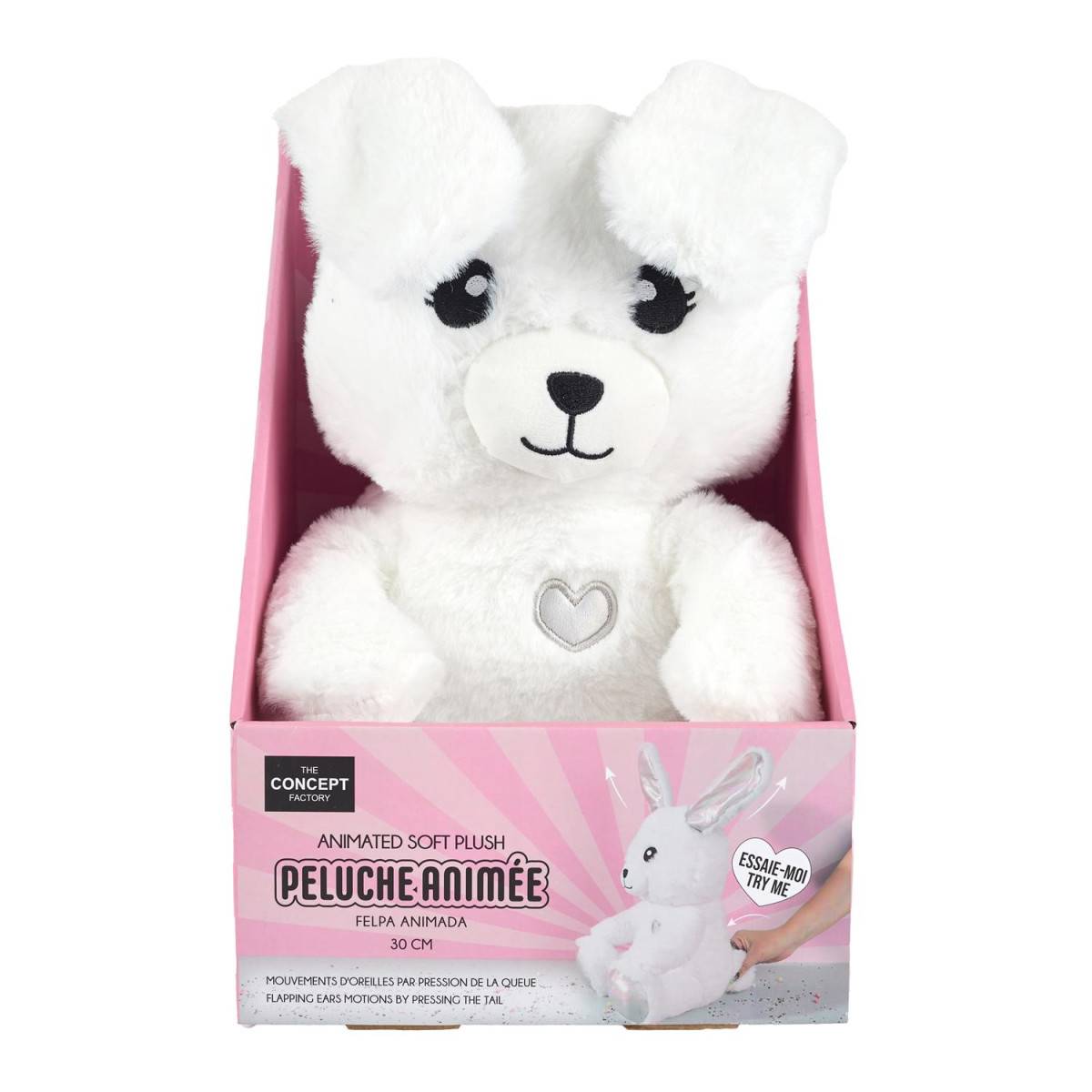 The Concept Factory - Peluche Animée Lapin "Kawaii" 30cm Blanc - Image 7