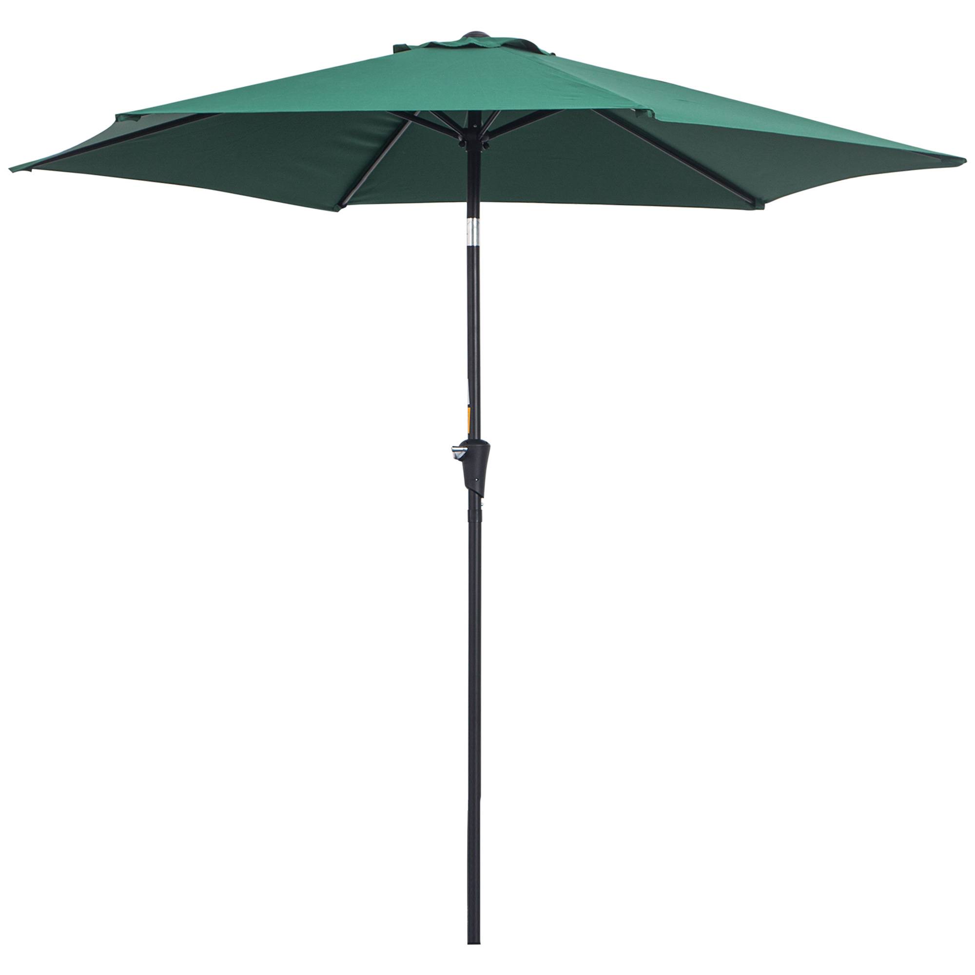 Parasol de jardin en aluminium vert, Ø 260 x 235 cm, inclinable, avec manivelle et 6 baleines métalliques, idéal pour terrasse ou balcon. - Image 2