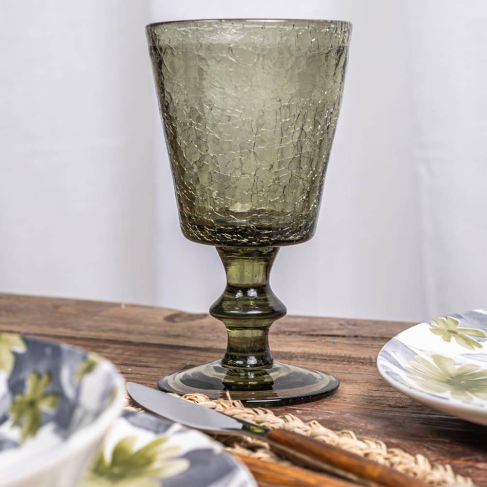 Table Passion - Verre à pied Lussan craquelé 17 cl gris (lot de 6) - Image 2