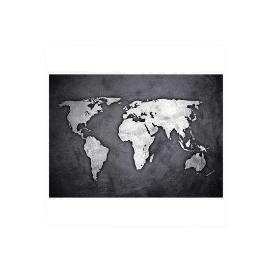 Sticker Mural Déco "Map Monde" 50cm Noir