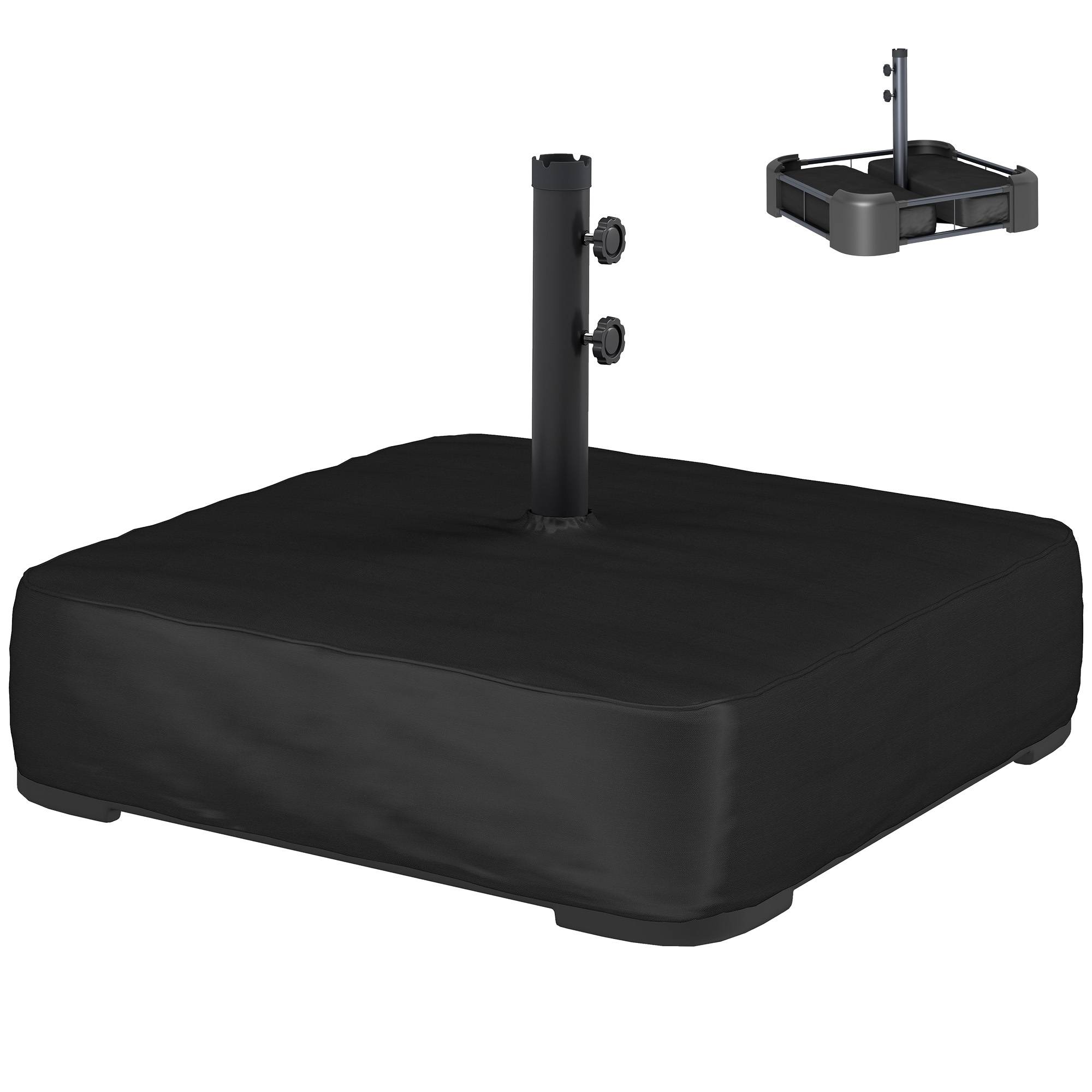 Pied de parasol avec housse en plastique, métal et tissu Oxford noir 78 x 78 x 40 cm - PANGIVO - Image 1