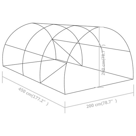 Serre Tunnel Jardin Acier PE Renforcé 140g/m² 9m² Vert - ComfortXL Outdoor Living - Image 6