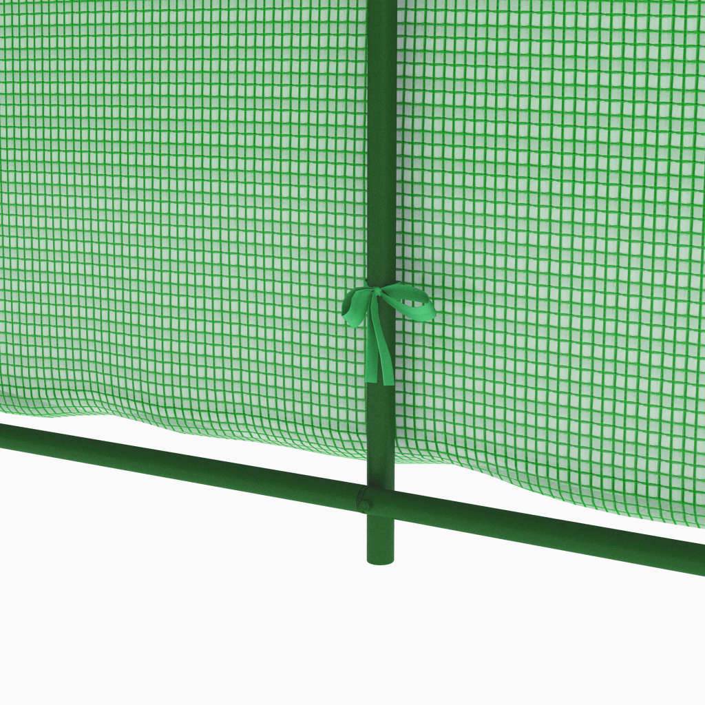 Serre Tunnel Jardin Acier PE Renforcé 140g/m² 9m² Vert - ComfortXL Outdoor Living - Image 9