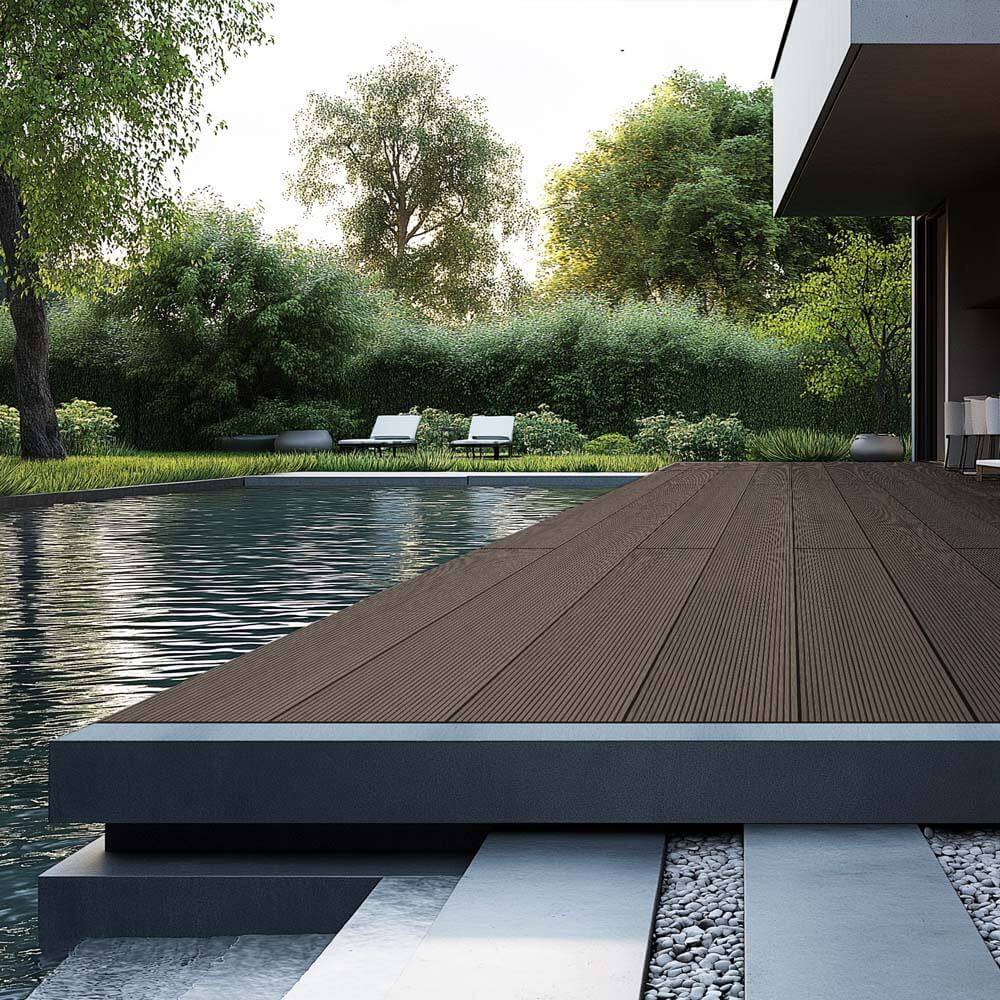 Kit complet de terrasse WPC (avec sous-structure) HOME DELUXE SAMANA - brun foncé 30m² - Image 3