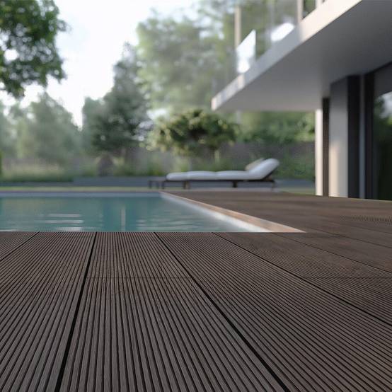 Kit complet de terrasse WPC (avec sous-structure) HOME DELUXE SAMANA - brun foncé 30m² - Image 1
