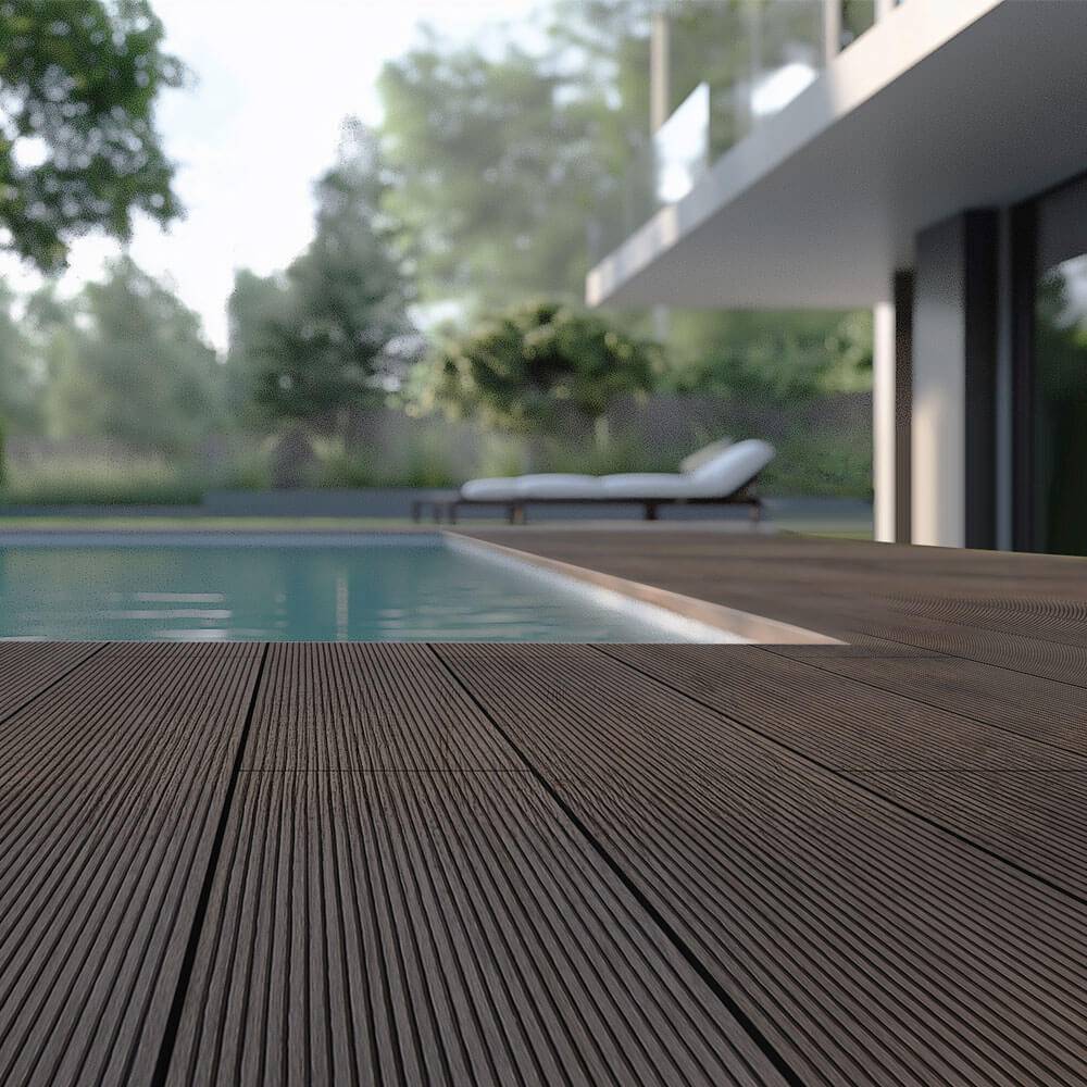 Kit complet de terrasse WPC (avec sous-structure) HOME DELUXE SAMANA - brun foncé 30m² - Image 1