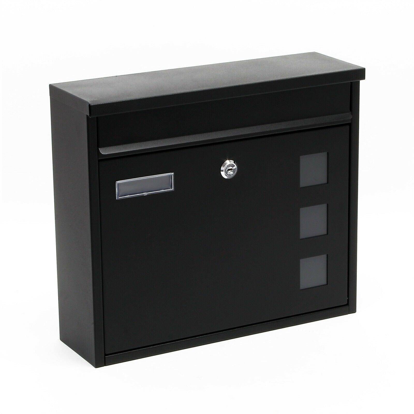 Helloshop26 - Boite postale boite aux lettres murale design revêtement par poudre 30 × 39,5 × 11 cm noir - Imagen 1