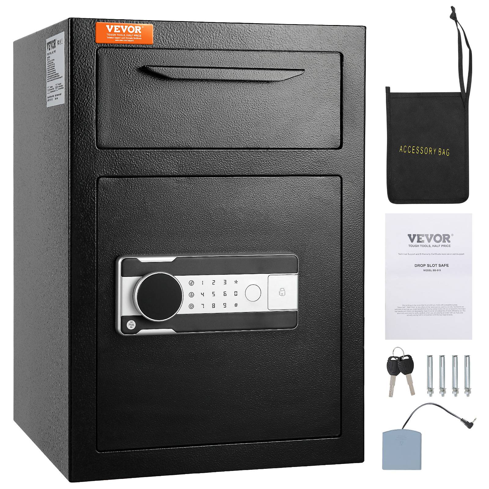 VEVOR 2,5C Coffre-Fort Électronique Coffre Dépôt de Fonds à Trappe Code et Clés - Image 1