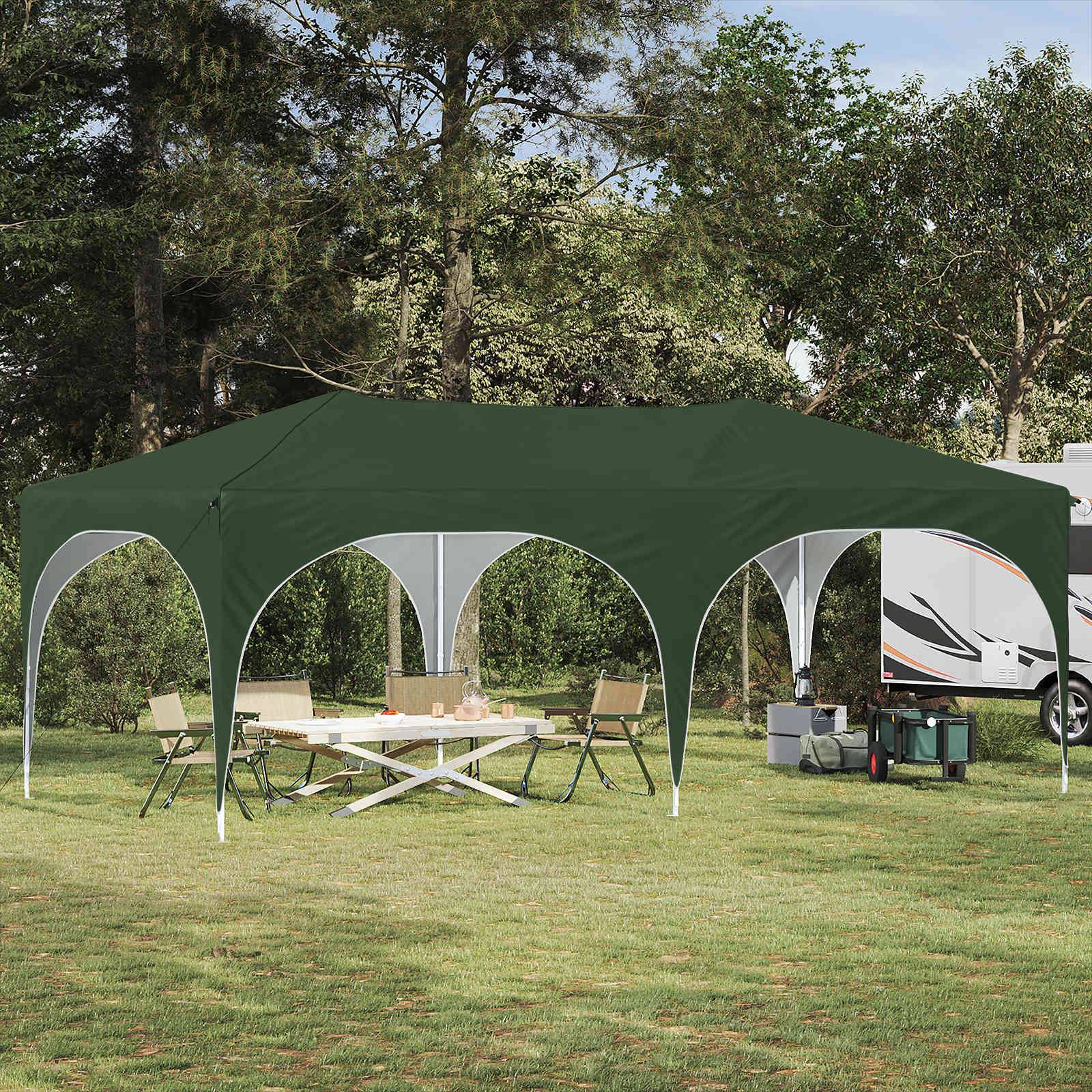 ComfortXL - Tente de réception pop-up Oxford extérieur réglable imperméable 575x288cm vert - ComfortXL Outdoor Living - Image 1