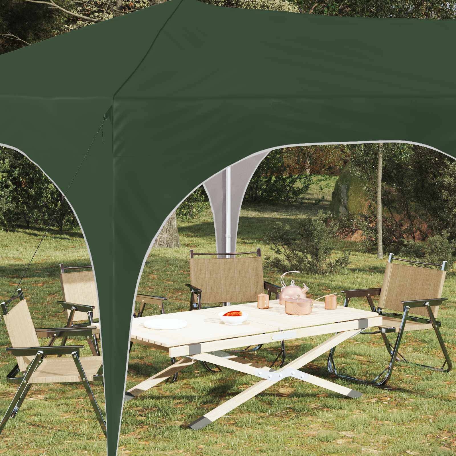 ComfortXL - Tente de réception pop-up Oxford extérieur réglable imperméable 575x288cm vert - ComfortXL Outdoor Living - Image 3