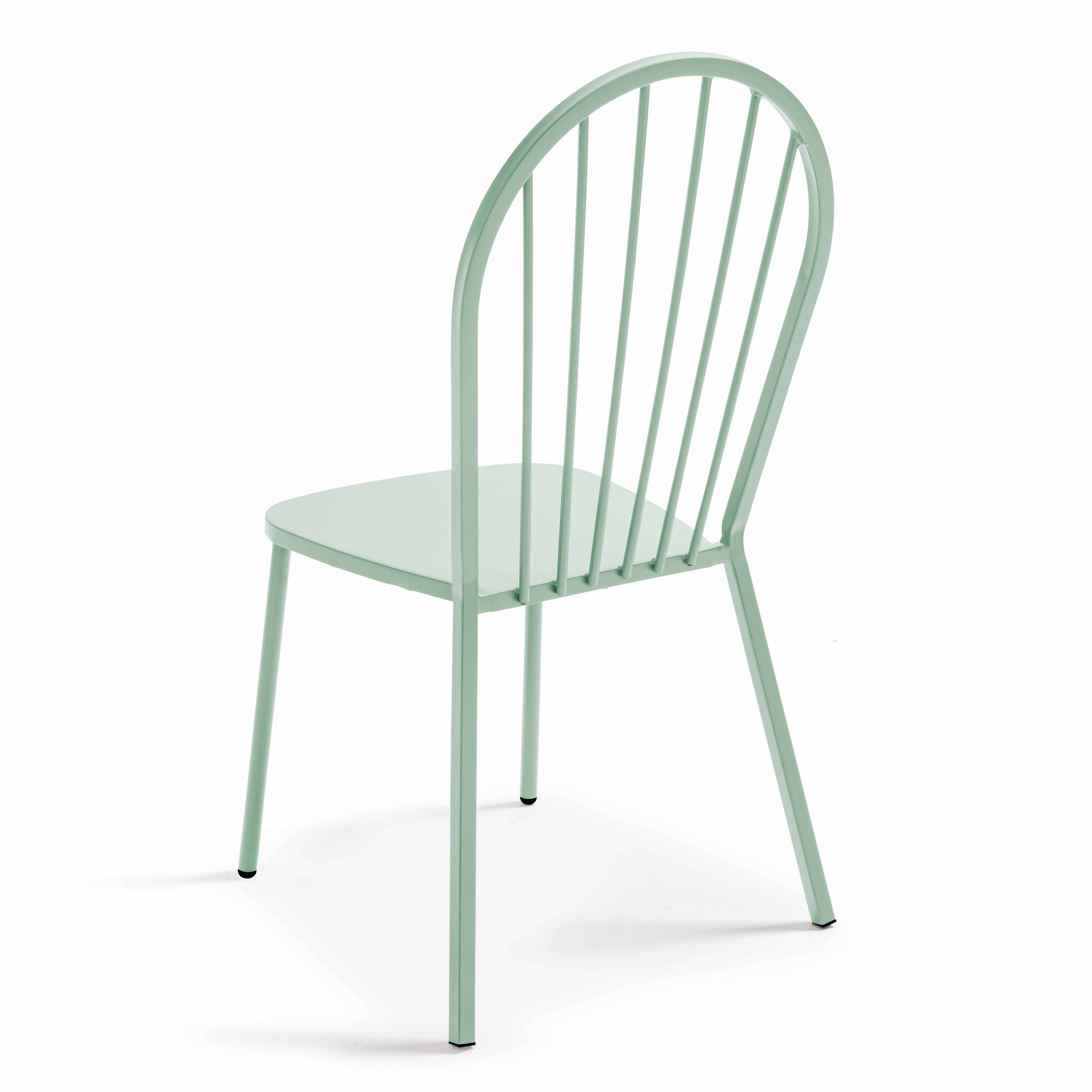 Oviala - Ensemble table de jardin bistrot et 2 chaises en acier vert sauge Palavas - Oviala - Imagen 5