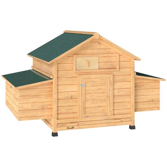 Poulailler bois extérieur double nichoir pondoirs 150x100x96cm jaune - ComfortXL Outdoor Living - Image 1