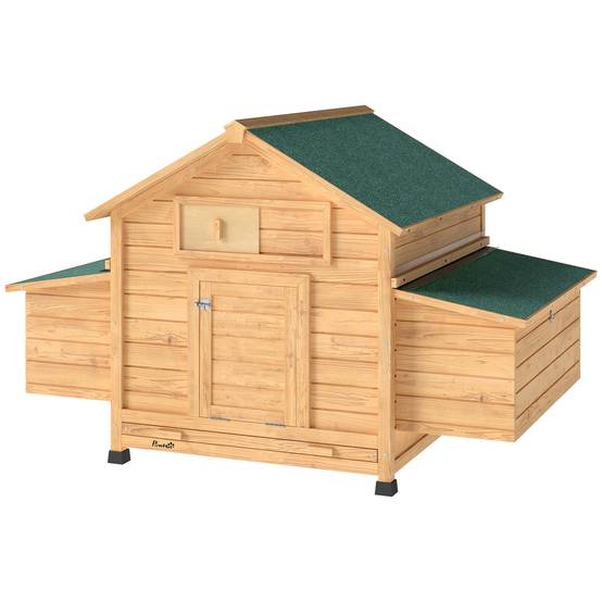 Poulailler bois extérieur double nichoir pondoirs 150x100x96cm jaune - ComfortXL Outdoor Living - Image 2