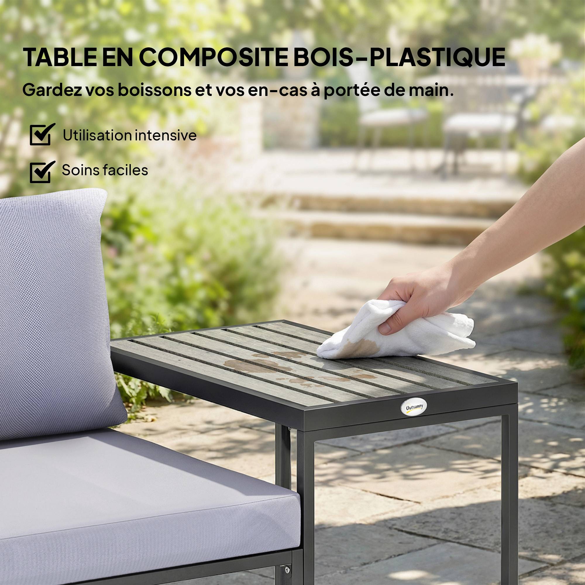 Salon de jardin 3 pièces | Mobilier de jardin Gris Acier, Composite bois-plastique 64x63x63 cm - Image 8