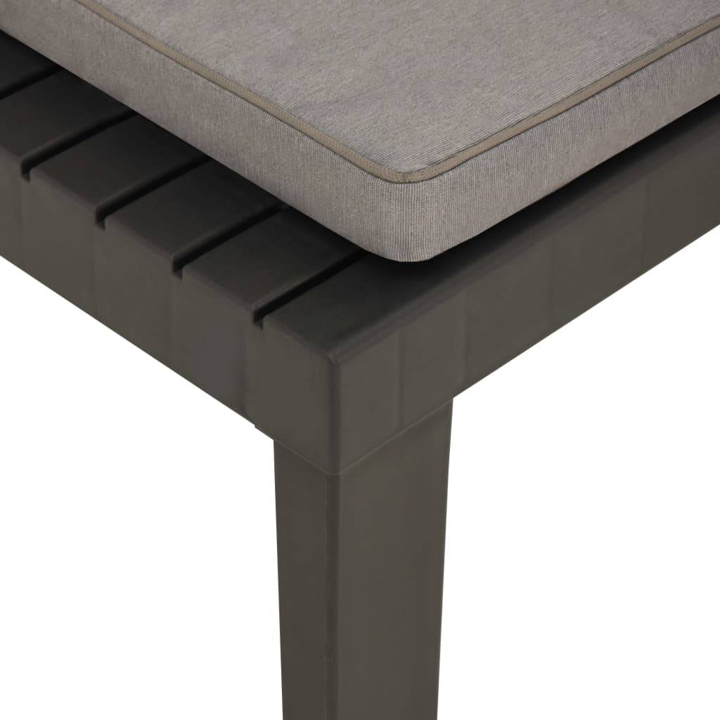 Chaise de salon de jardin en plastique gris avec coussins anthracite 65 x 65 x 70 cm (lot de 2) - PANGIVO - Image 7