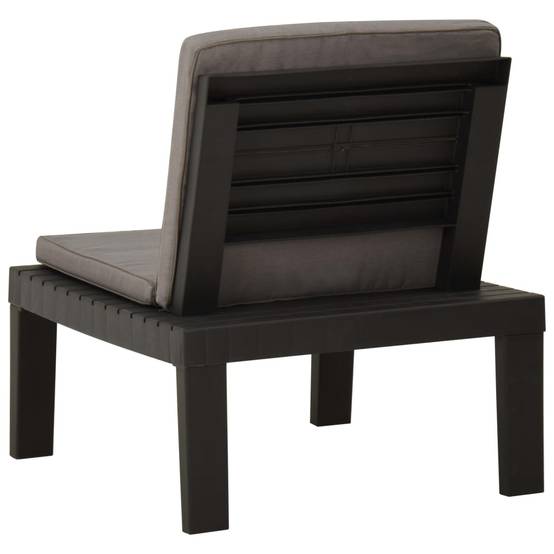 Chaise de salon de jardin en plastique gris avec coussins anthracite 65 x 65 x 70 cm (lot de 2) - PANGIVO - Image 6