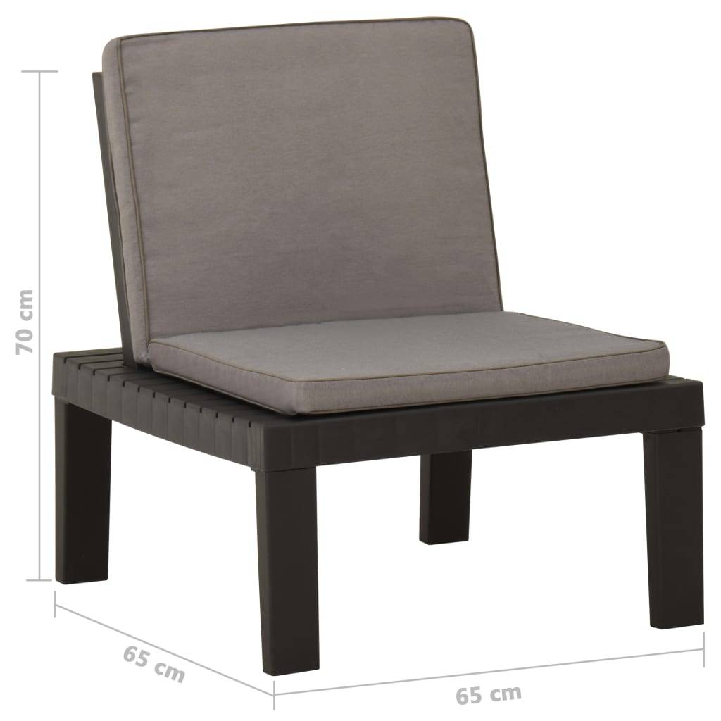 Chaise de salon de jardin en plastique gris avec coussins anthracite 65 x 65 x 70 cm (lot de 2) - PANGIVO - Image 8