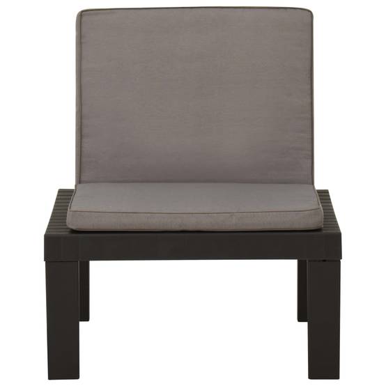 Chaise de salon de jardin en plastique gris avec coussins anthracite 65 x 65 x 70 cm (lot de 2) - PANGIVO - Image 4