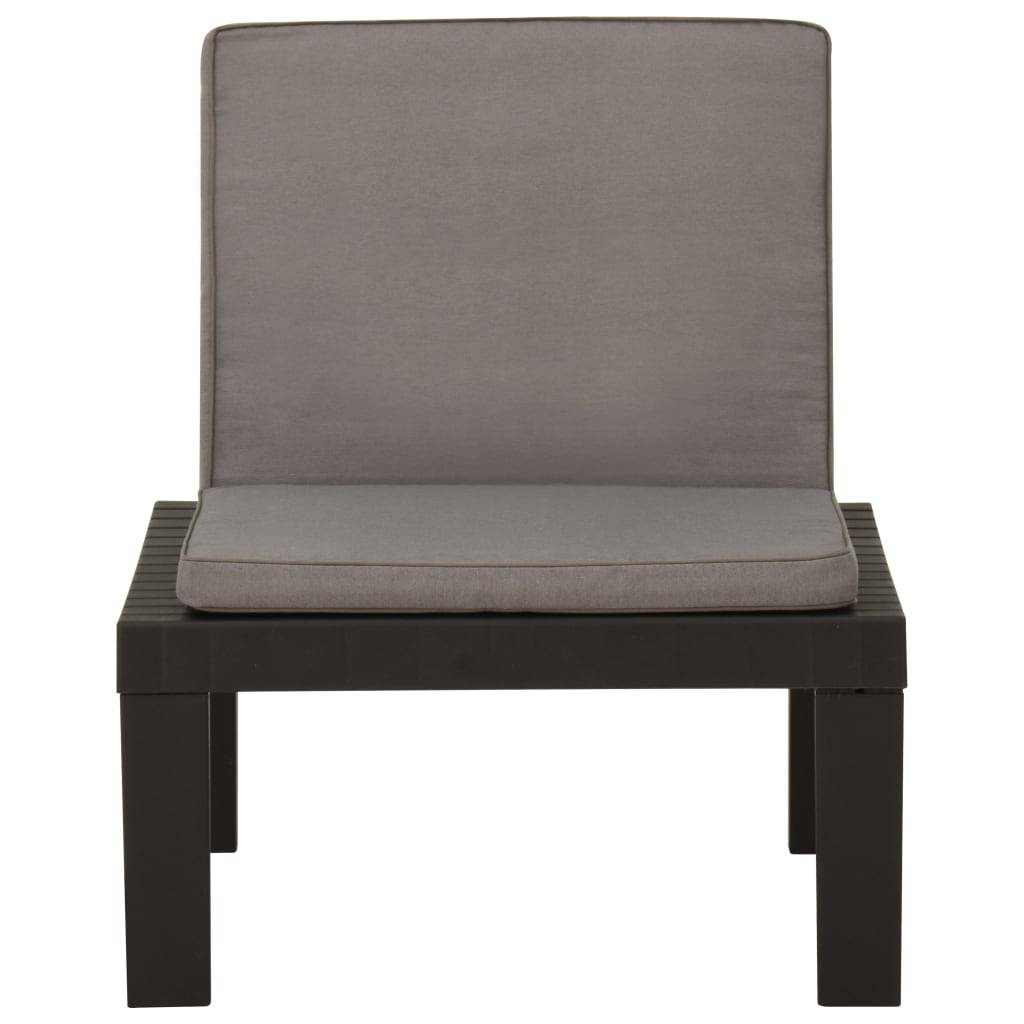 Chaise de salon de jardin en plastique gris avec coussins anthracite 65 x 65 x 70 cm (lot de 2) - PANGIVO - Image 4