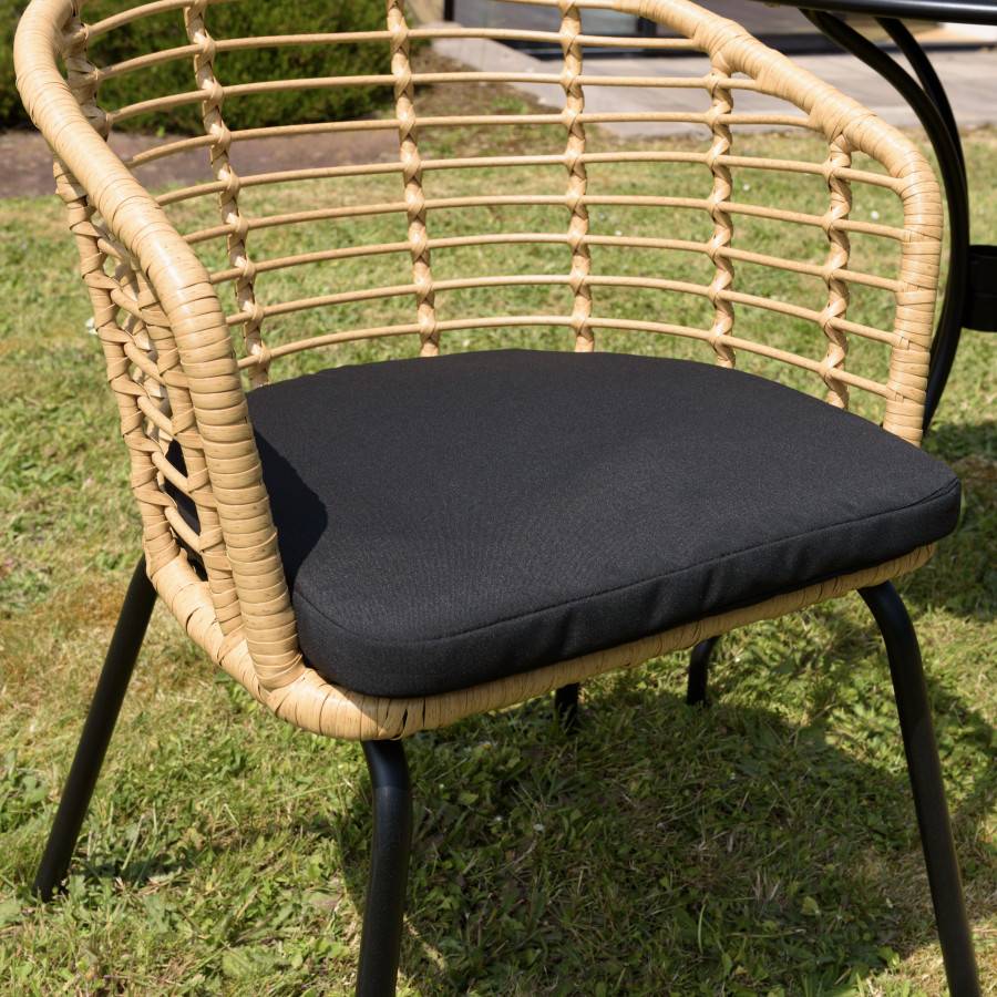 Macabane - MALO - SALON DE JARDIN 2 PERS. - Table ronde 70x70cm et 2 fauteuils beiges et noirs - Imagen 9