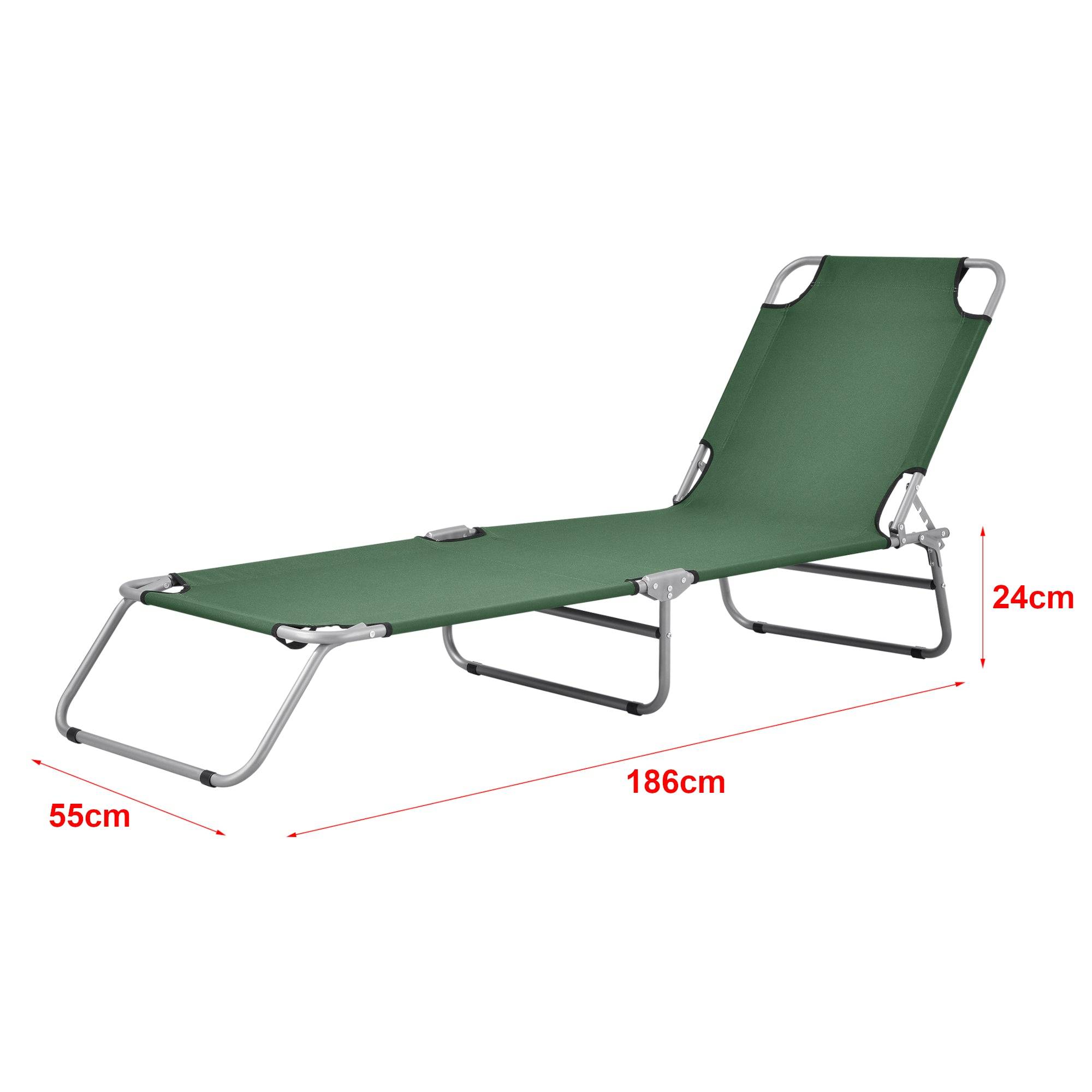 Helloshop26 - Lot de 2 transats inclinables acier polyester argenté mat vert foncé - Imagen 2