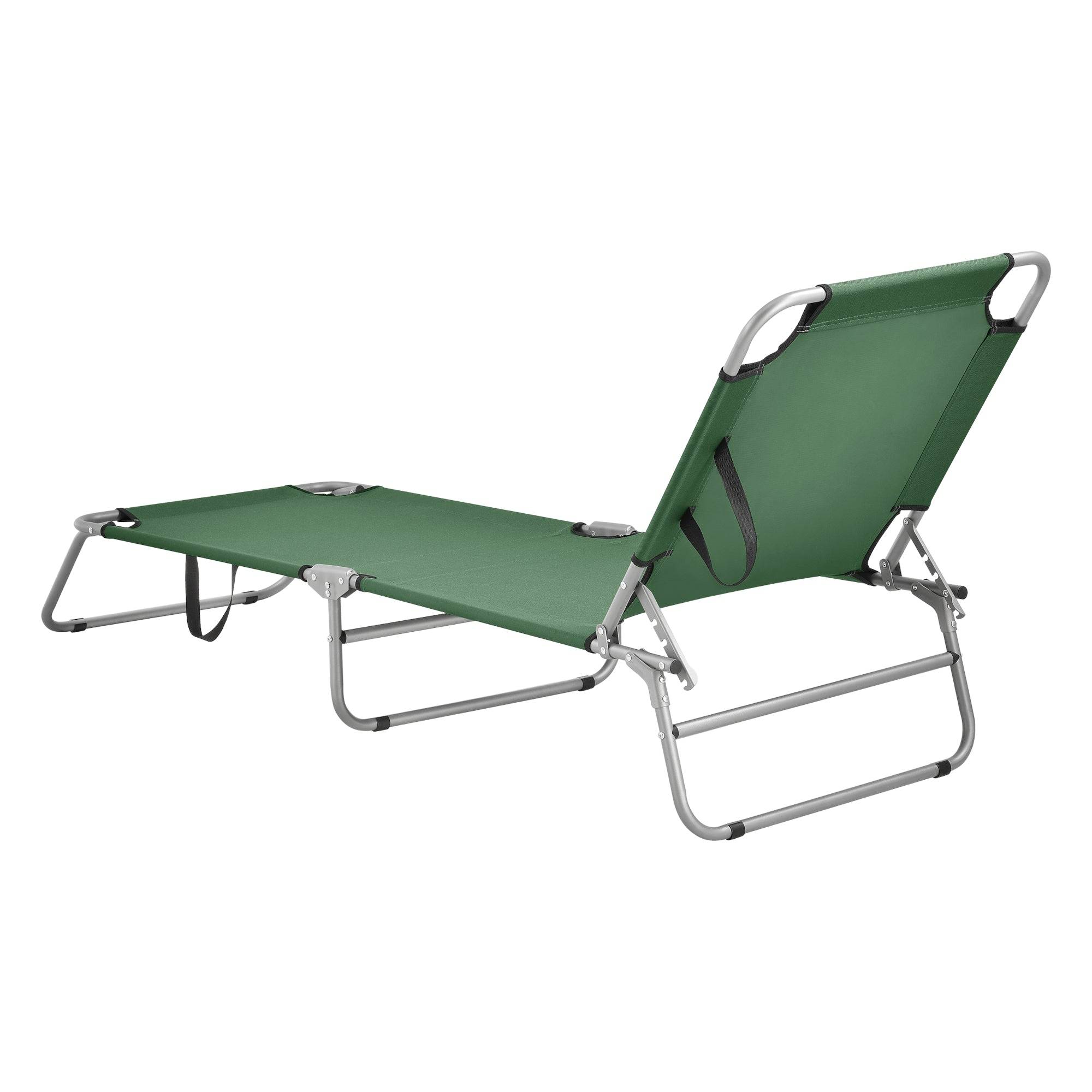 Helloshop26 - Lot de 2 transats inclinables acier polyester argenté mat vert foncé - Imagen 3