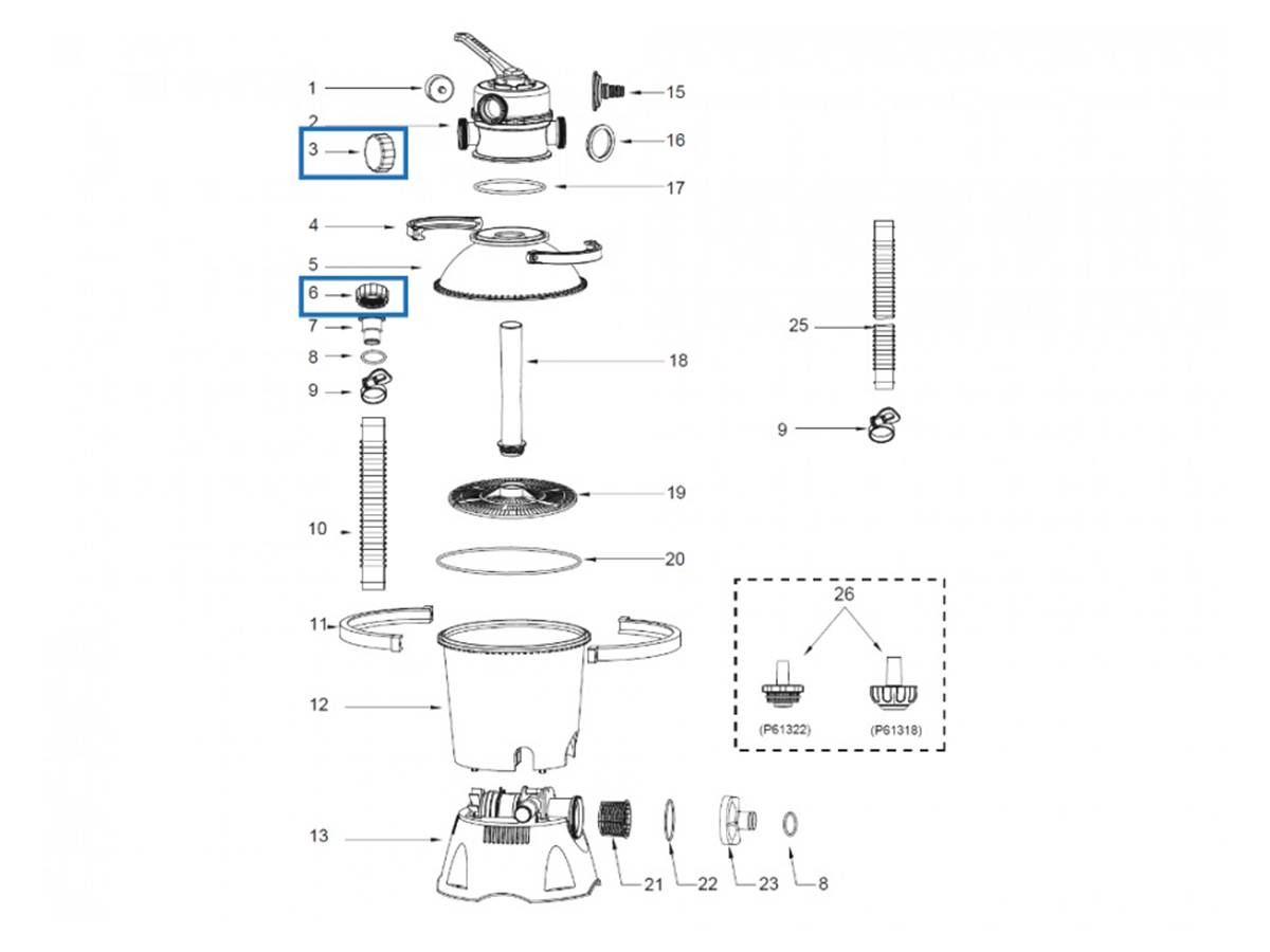 Bestway - Kit écrou + bouchon de drain pour filtres à sable - Bestway - Imagen 2