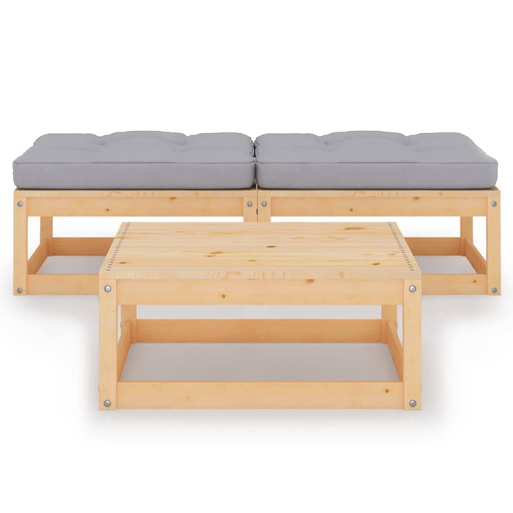 Helloshop26 - Salon de jardin meuble d'extérieur ensemble de mobilier 3 pièces avec coussins bois de pin massif - Imagen 2