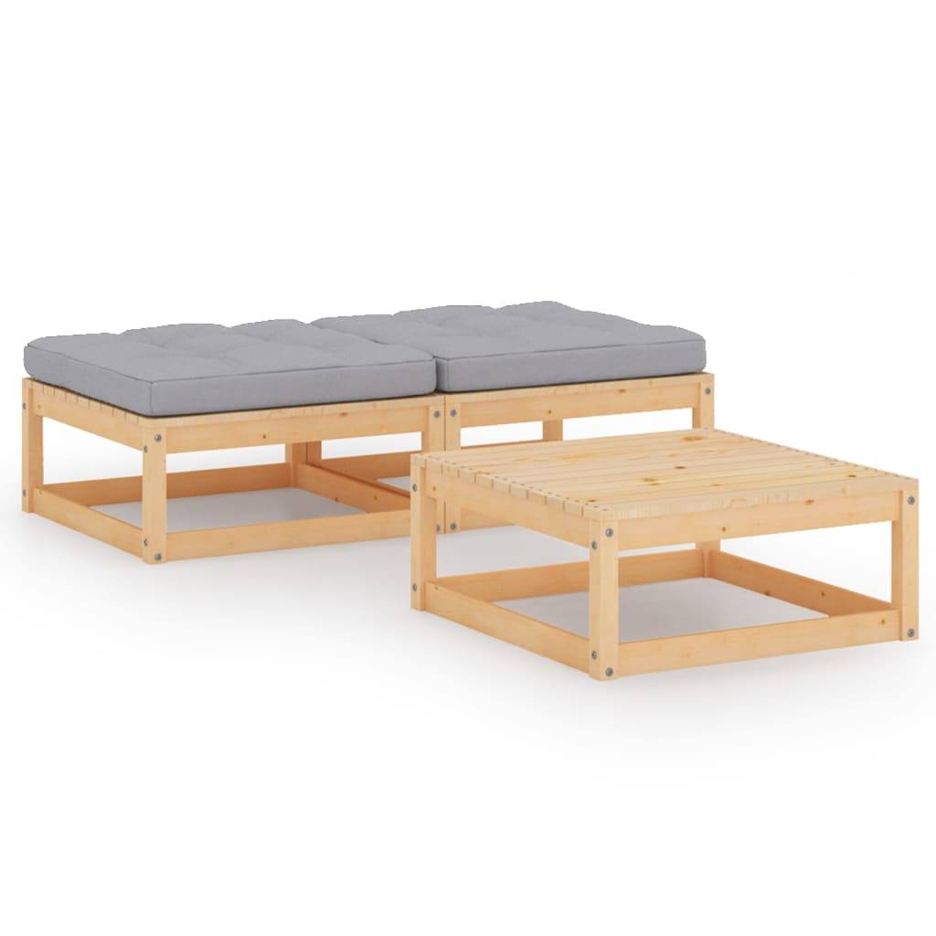 Helloshop26 - Salon de jardin meuble d'extérieur ensemble de mobilier 3 pièces avec coussins bois de pin massif - Imagen 1